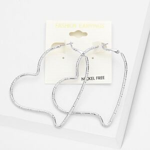 Silver Metal Hollow Heart Hoop Earrings Simple Fun Statement Jewelry